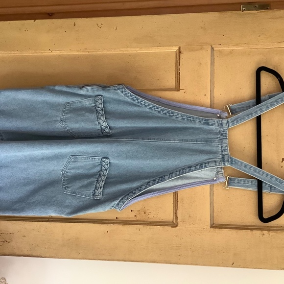 Denim Pocket Pinafore Mini Dress - Picture 2 of 8